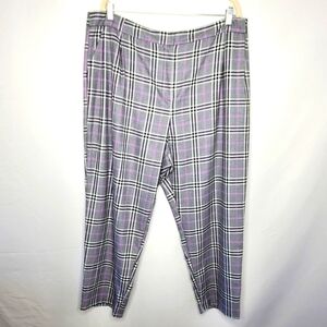 ASOS DESIGN Smart Tapered Pants Size 16 Purple Pow Check Viscose Blend Preppy